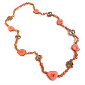 Vintage Orange and Brown Bead Necklace